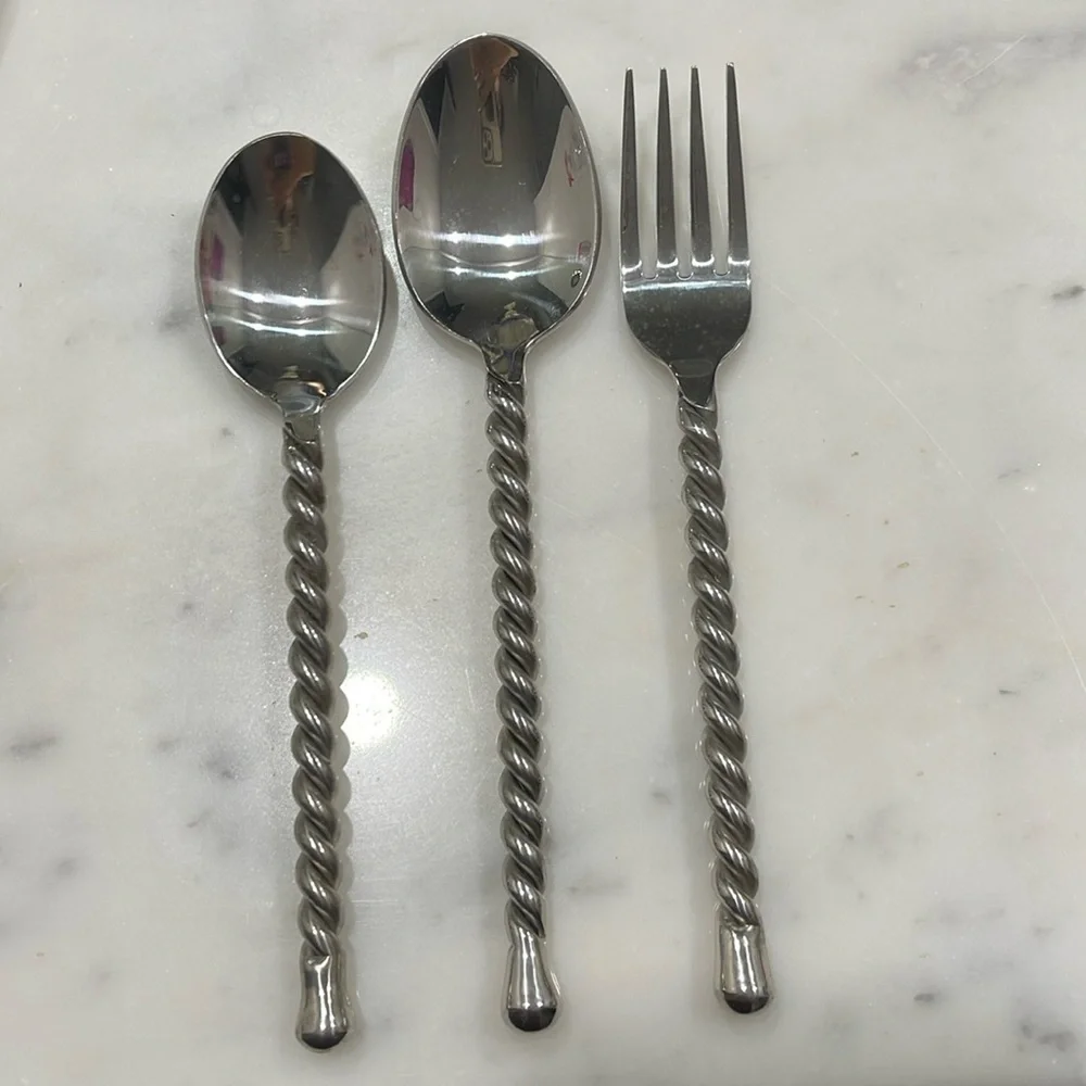New Gourmet Settings Silver Tear 3 pcs Stainless Flatware